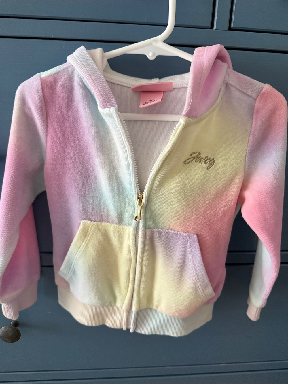Juicy Couture Kids Pastel Rainbow Zip Hoodie - Pink, Yellow, Blue